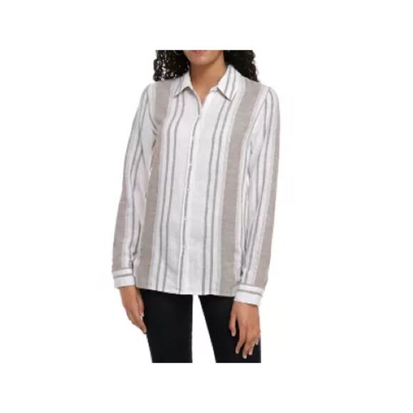 Calvin Klein Tops - Calvin Klein Linen Blouse Long Sleeve Shirt
